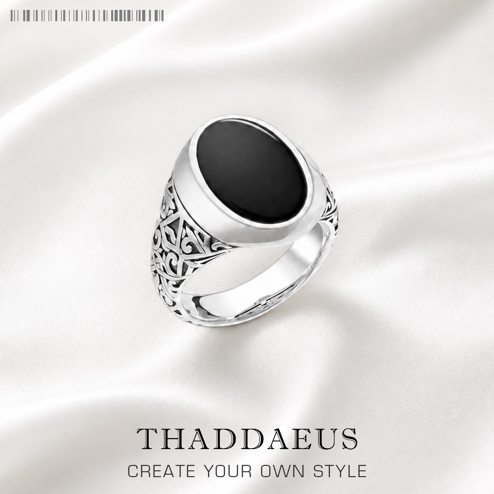 Mens Signet Ring - 黒オーバルシグネットリングヨーロッパスタイルファインジュエリー女性男性夏の真新しいヴィンテージ 925 スターリングシルバーギフト
