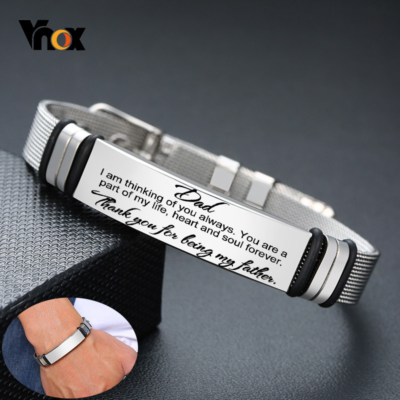 Jewelry Watches For Men - Vnox-男性用ステンレススチールブレスレット,刻印された調整可能なブレスレット,メッシュ,ギフト,お父さんへのギフト