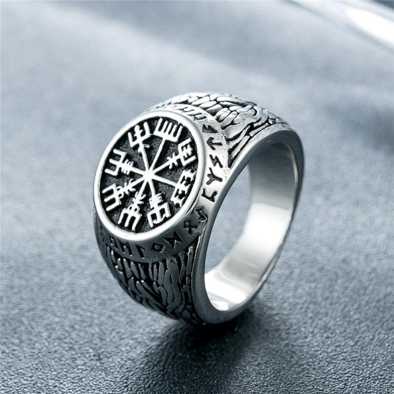 Mens Signet Ring - 男性のためのヴィンテージバイキングランク記章リング、コセスカンジナビアリング、走行距離パンク、いちゃり、男性のためのジュエリー、パーティーチャームギフト、卸売