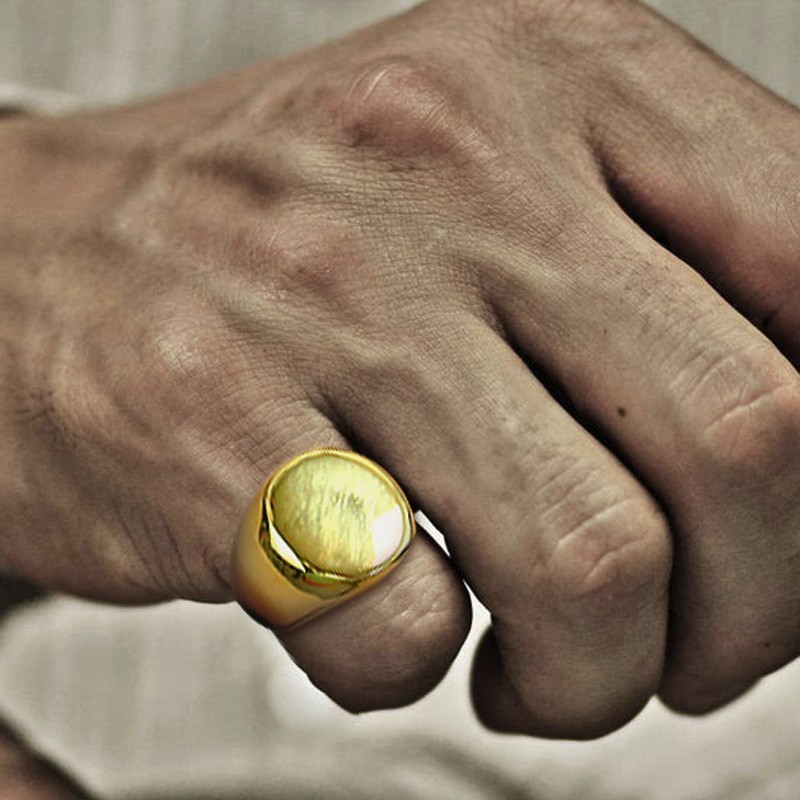 Mens Signet Ring - メンズステンレス鋼ラウンドシグネット男性小指バンドステンレス鋼男性ジュエリー