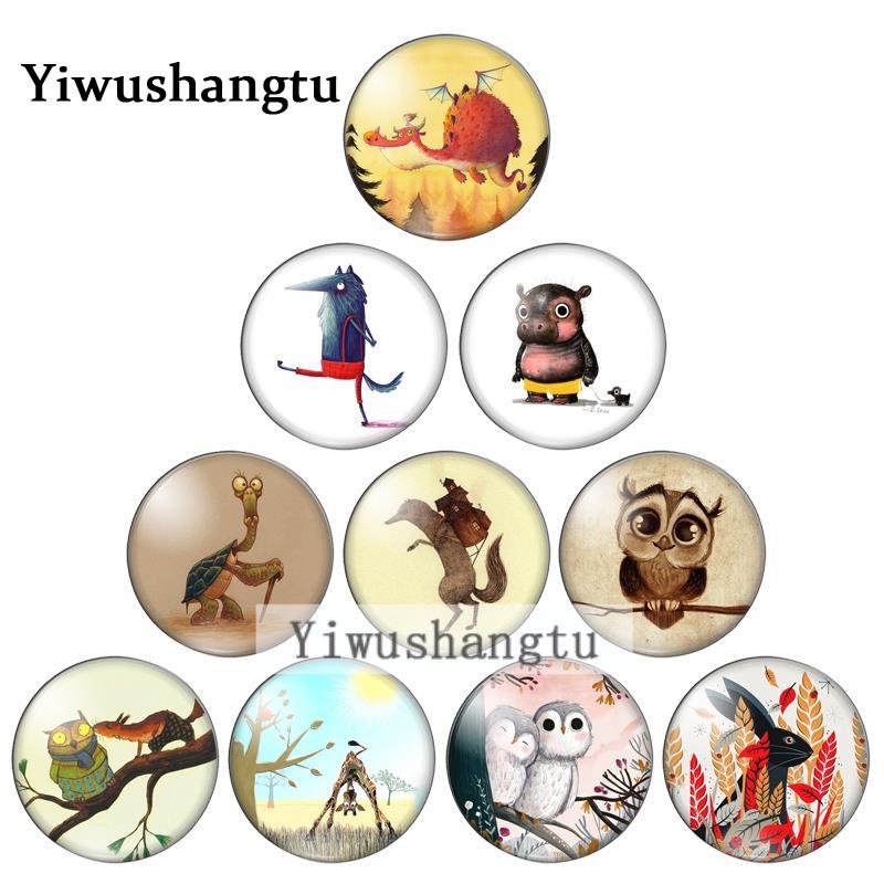 Paradise Jewelry & Watches Llc Miami - 動物の絵が描かれた丸いガラスのカボション,動物の絵が描かれたガラスカボション,フラットバック,デモ,10個,12mm/20mm/25mm/30mm