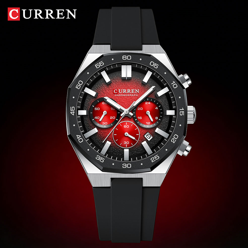 Jewelry For Watches - CURREN ファッションカジュアルメンズスポーツウォッチクロノグラフシリコンベルト自動日付ダイヤルクォーツ腕時計男性リロイレロジオ Masculino