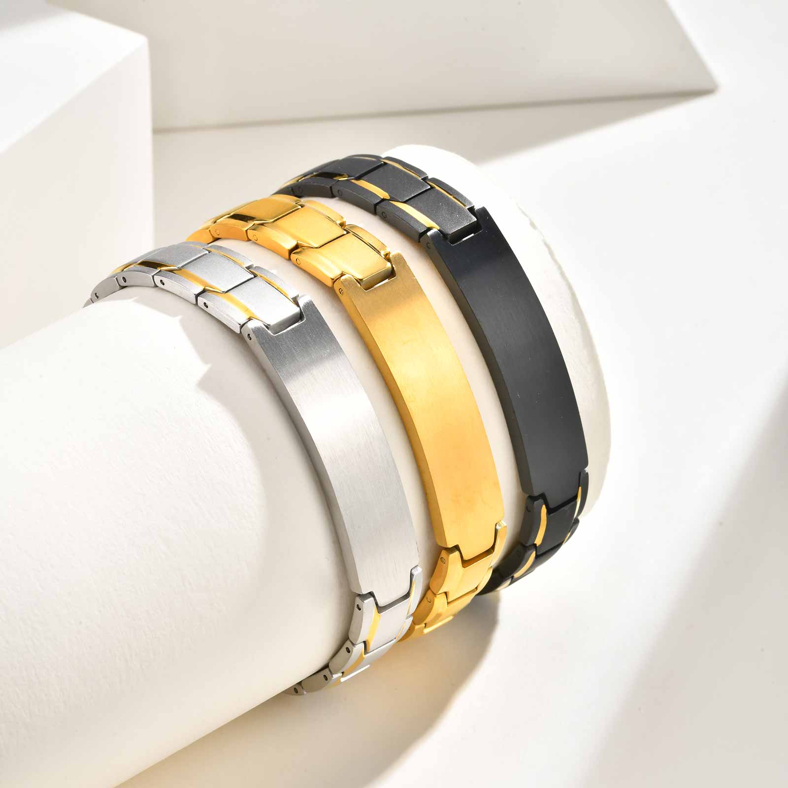 カスタムネームテキスト刻印ブレスレット メンズ用、ステンレス - Jewelry Watches For Men のレビューと価格