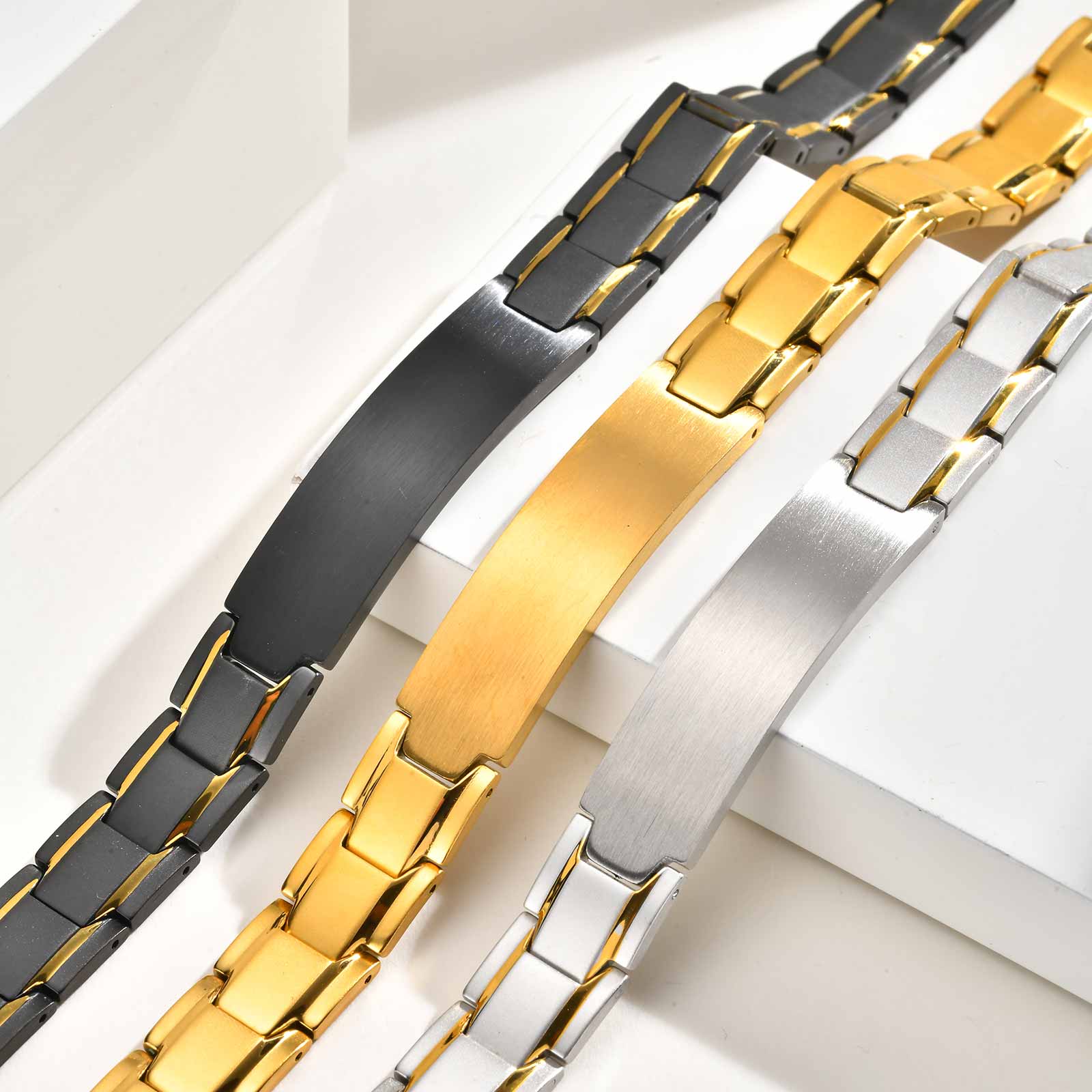 カスタムネームテキスト刻印ブレスレット メンズ用、ステンレス - Jewelry Watches For Men のレビューと価格