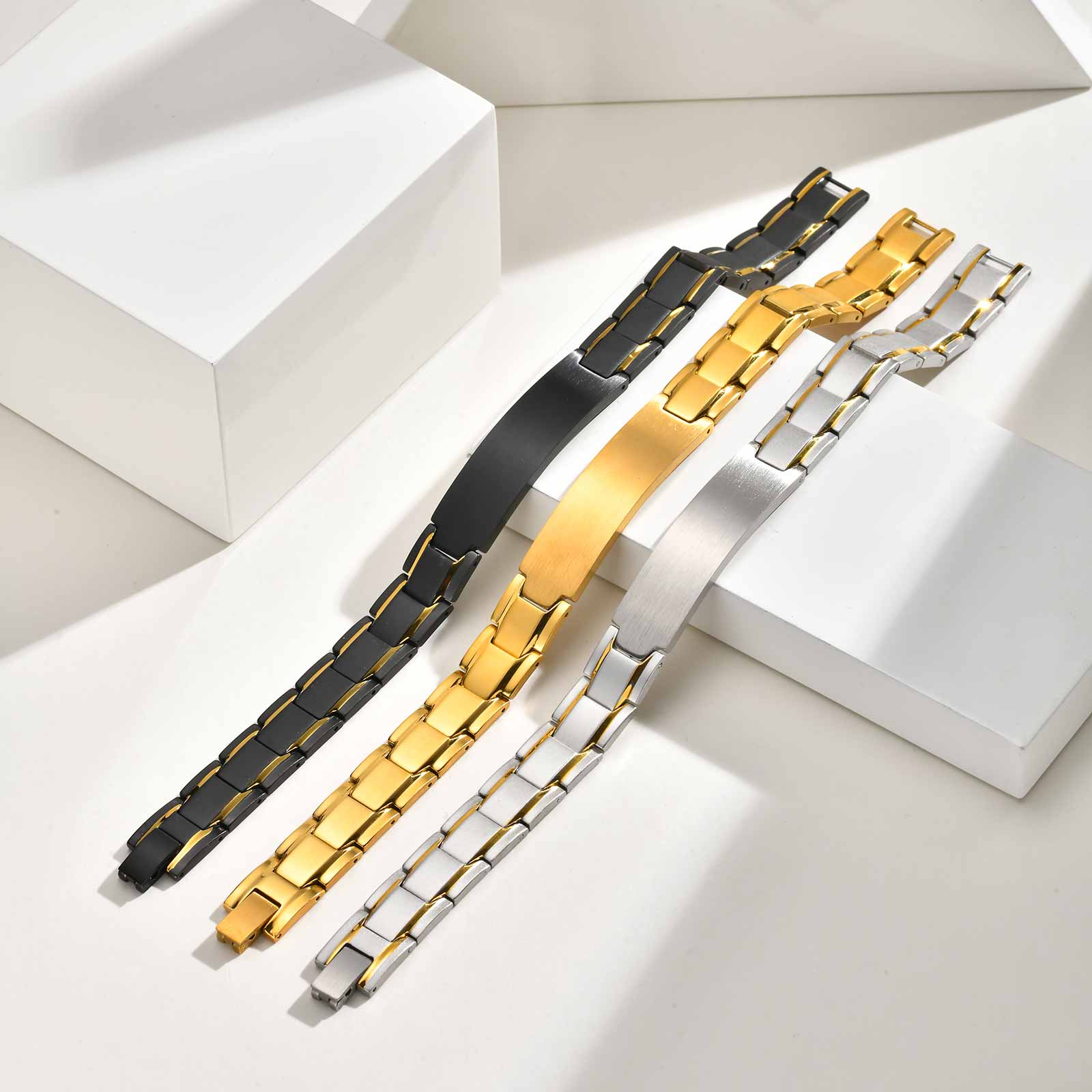 カスタムネームテキスト刻印ブレスレット メンズ用、ステンレス - Jewelry Watches For Men のレビューと価格