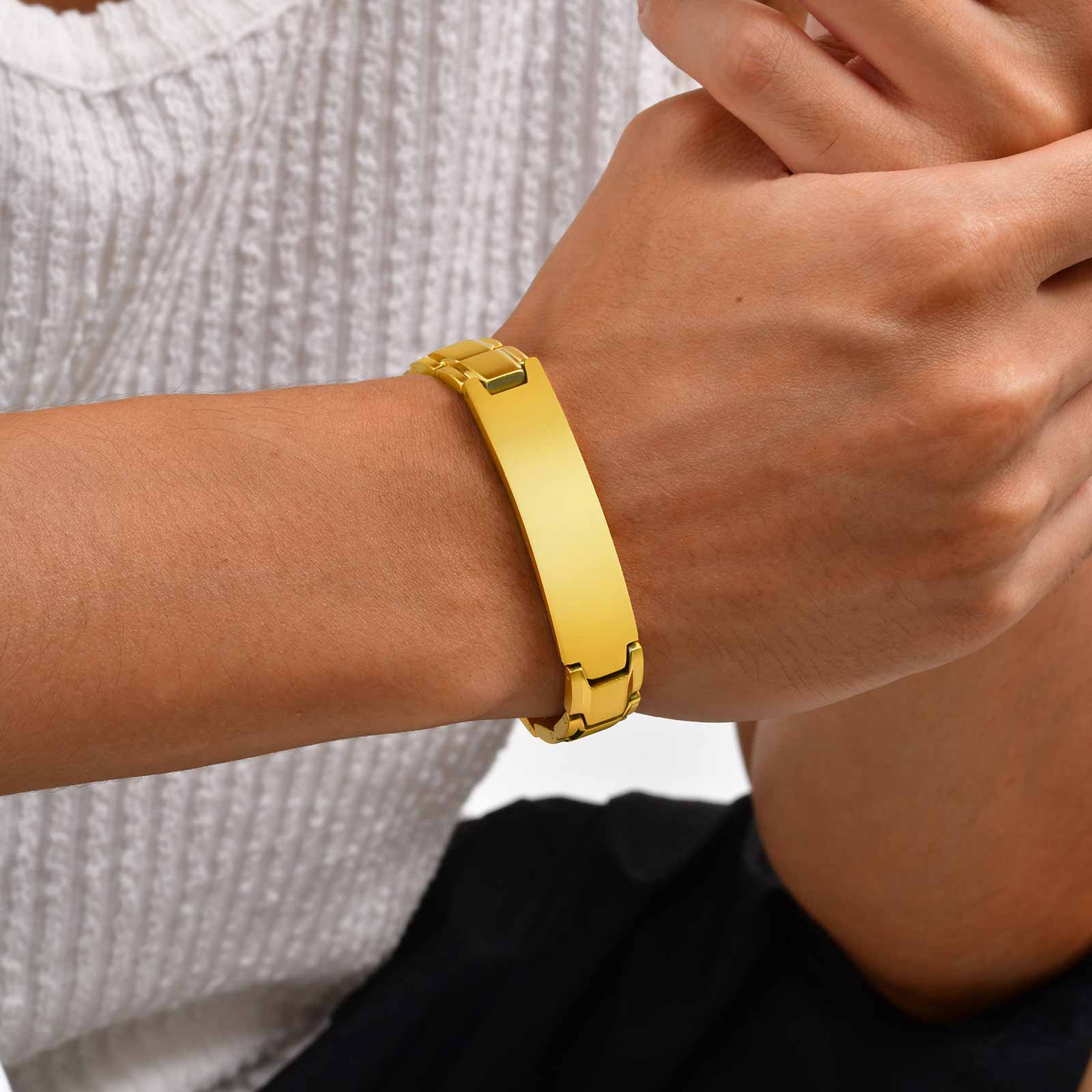 カスタムネームテキスト刻印ブレスレット メンズ用、ステンレス - Jewelry Watches For Men のレビューと価格