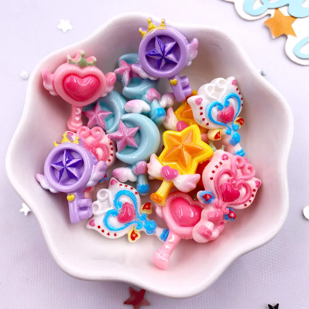 カラフルな漫画の魔法の杖,樹脂のフラットバック,石の置物,ヘ - Paradise Jewelry & Watches Llc Miami のレビューと価格