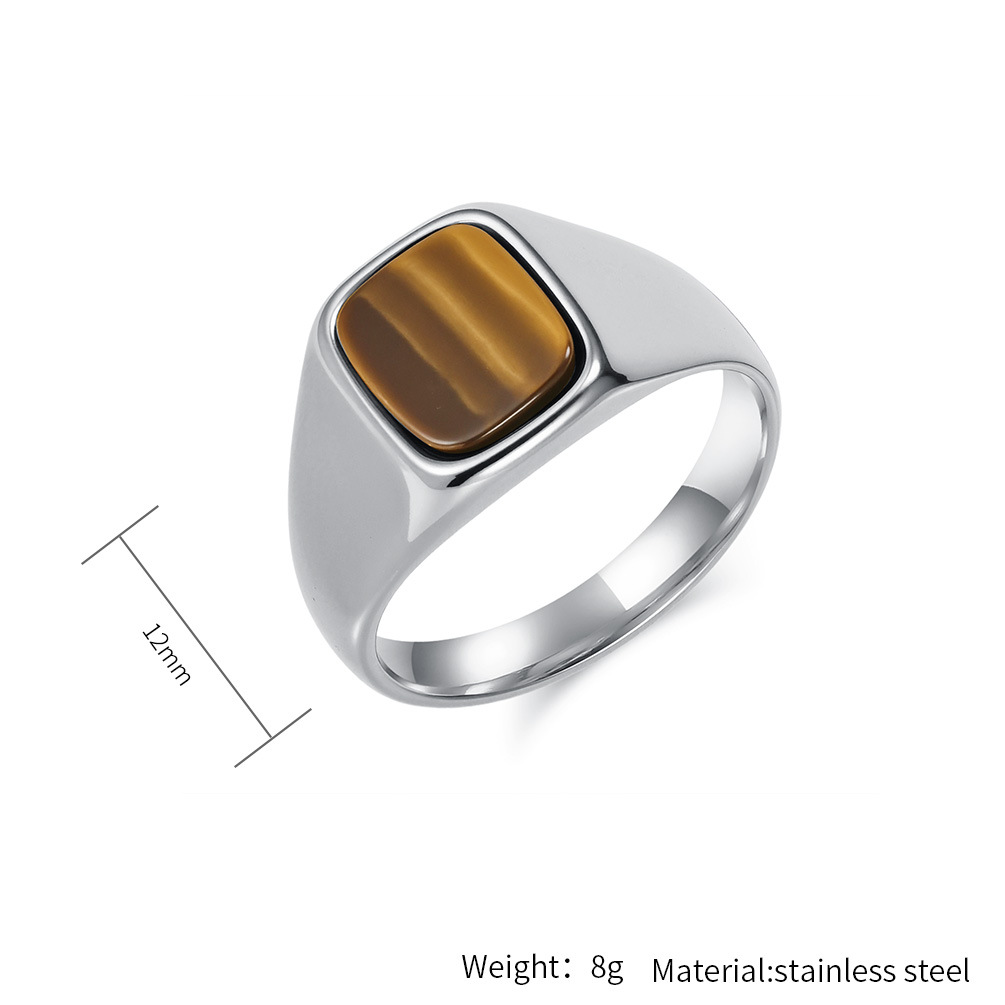 新しいファッションヴィンテージステンレススチールタイガーアイ - Mens Signet Ring のレビューと価格