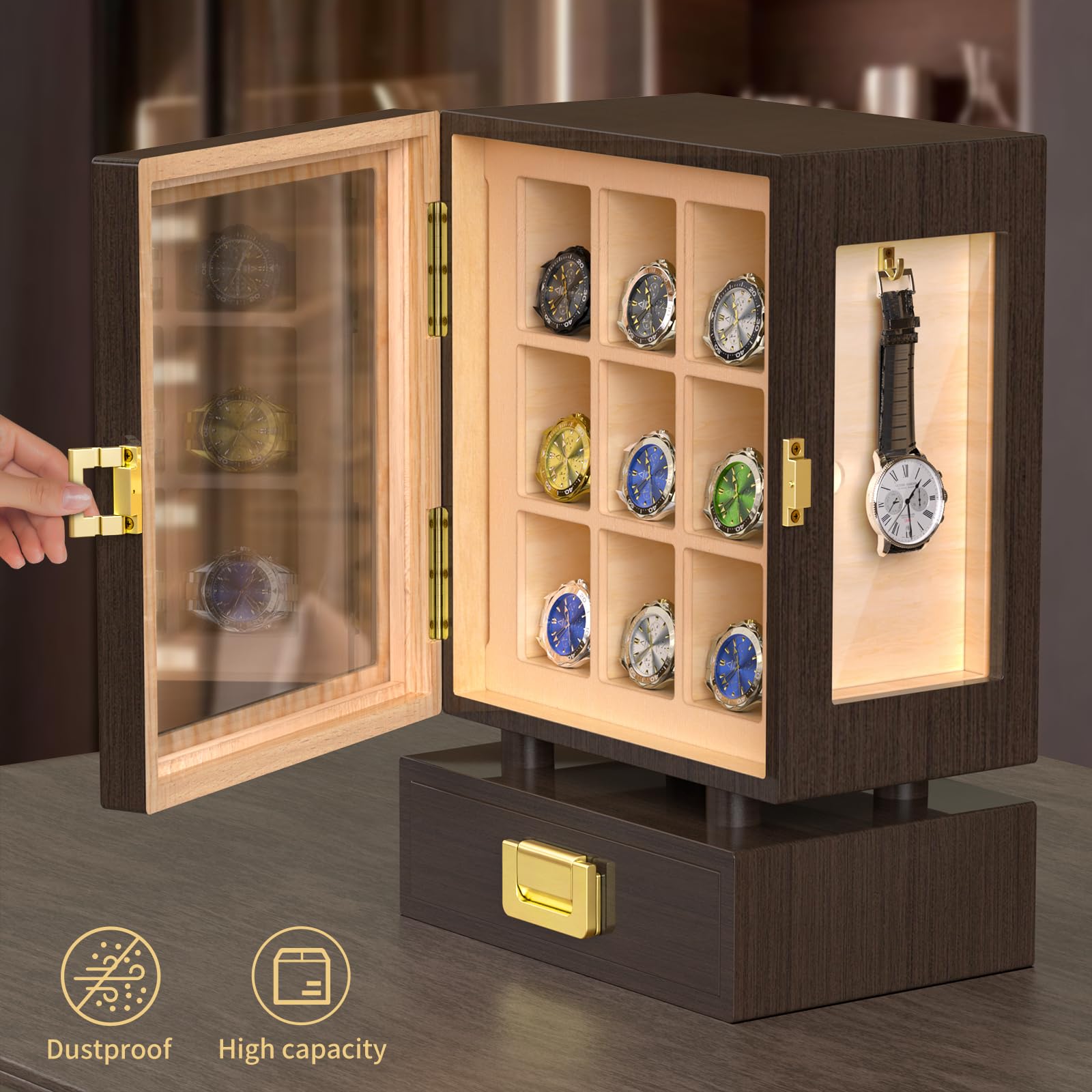 カスタム長方形木製腕時計収納ボックス、無垢ウォールナット製デ - Watches & Jewelry Repair Center Photos のレビューと価格