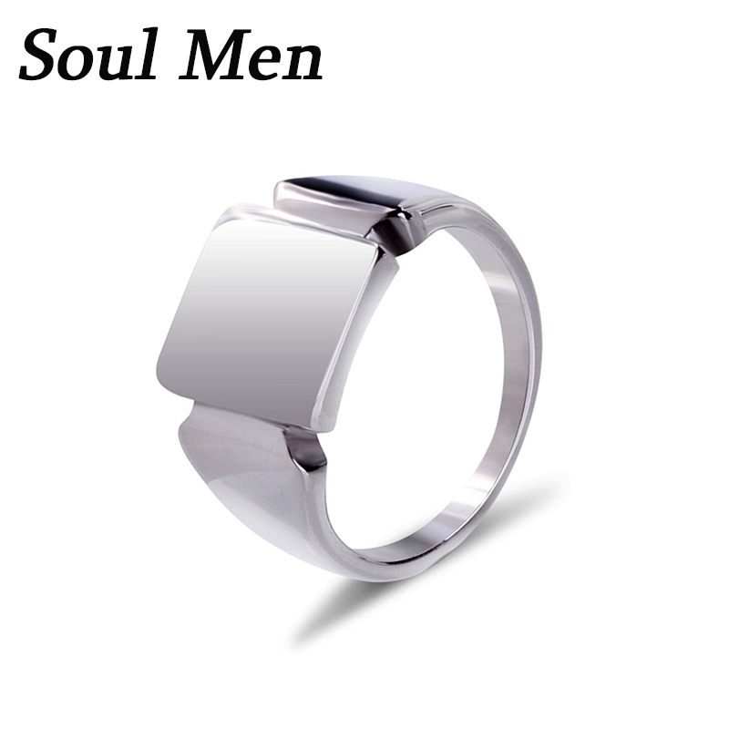 男性のための魂の形をしたチタンスチールリング,ミラーリング付 - Mens Signet Ring のレビューと価格