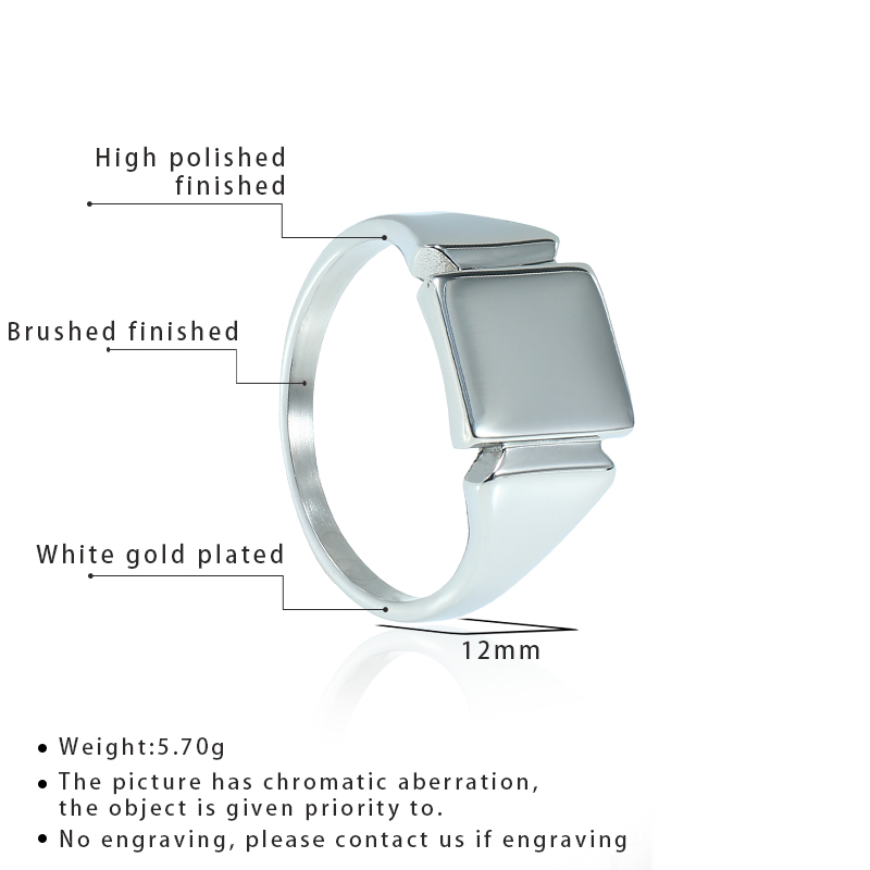 男性のための魂の形をしたチタンスチールリング,ミラーリング付 - Mens Signet Ring のレビューと価格