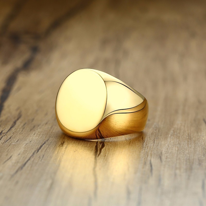 メンズステンレス鋼ラウンドシグネット男性小指バンドステンレス - Mens Signet Ring のレビューと価格