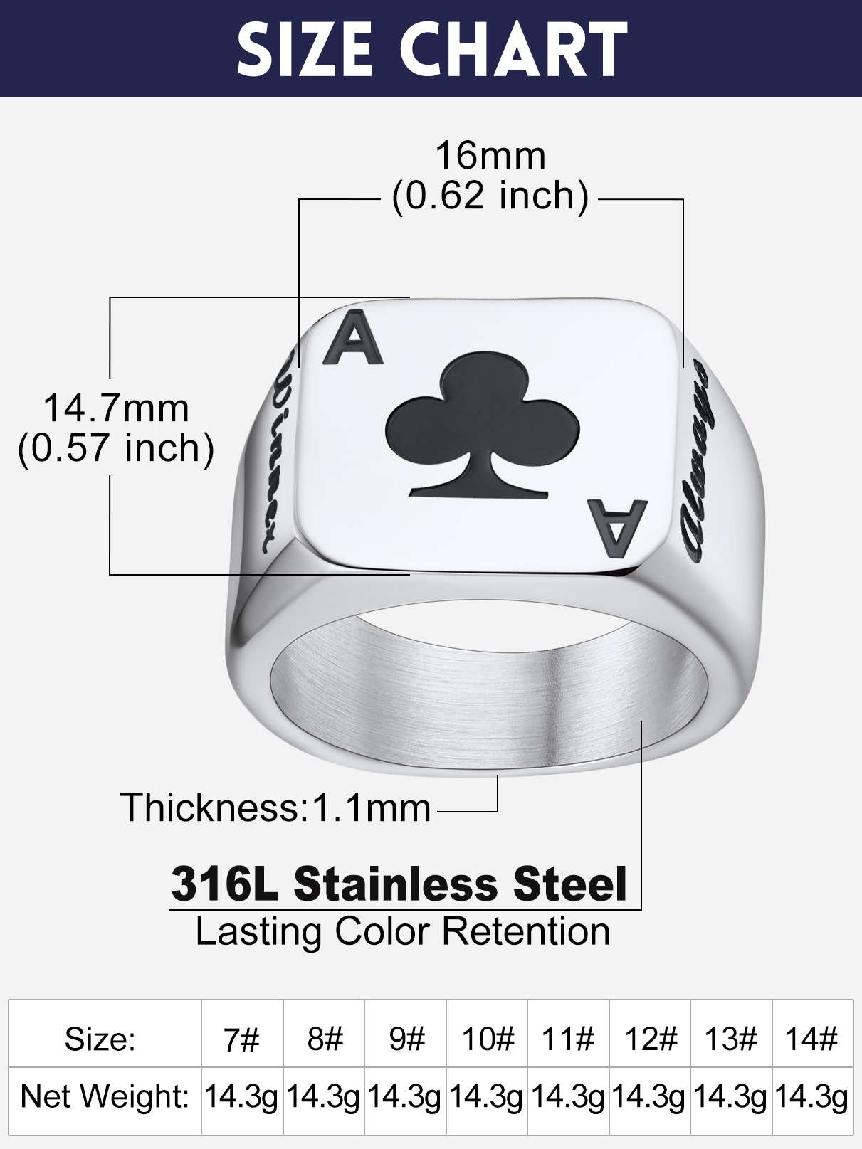 U7 カスタマイズされた正方形長方形ステンレス鋼ポーカーカー - Mens Signet Ring のレビューと価格