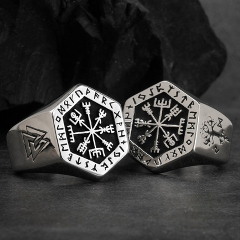 ヴィンテージバイキングルーンシグネットスカンジナビアリング男 - Mens Signet Ring のレビューと価格