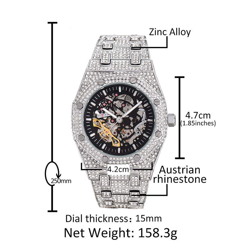 ヒップホップ ブリンブリン アイスアウト ステンレススチール - Jewelry Watches For Men のレビューと価格