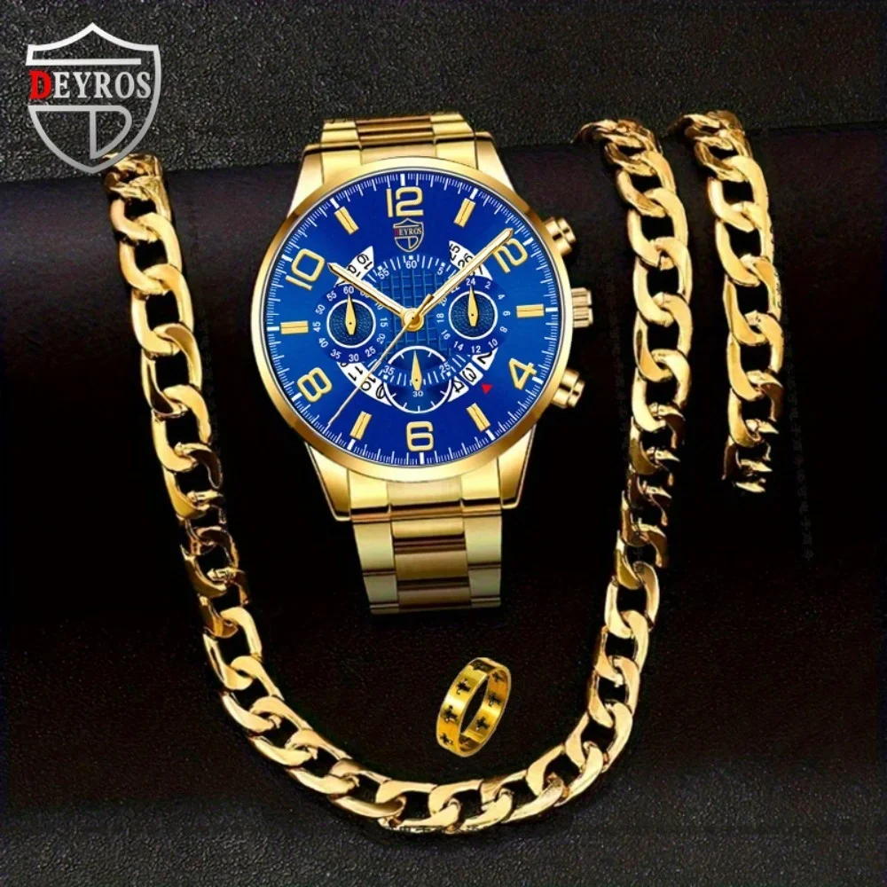 4 ピース/セットメンズカジュアルウォッチ合金アナログ男性腕 - Jewelry Watches For Men のレビューと価格