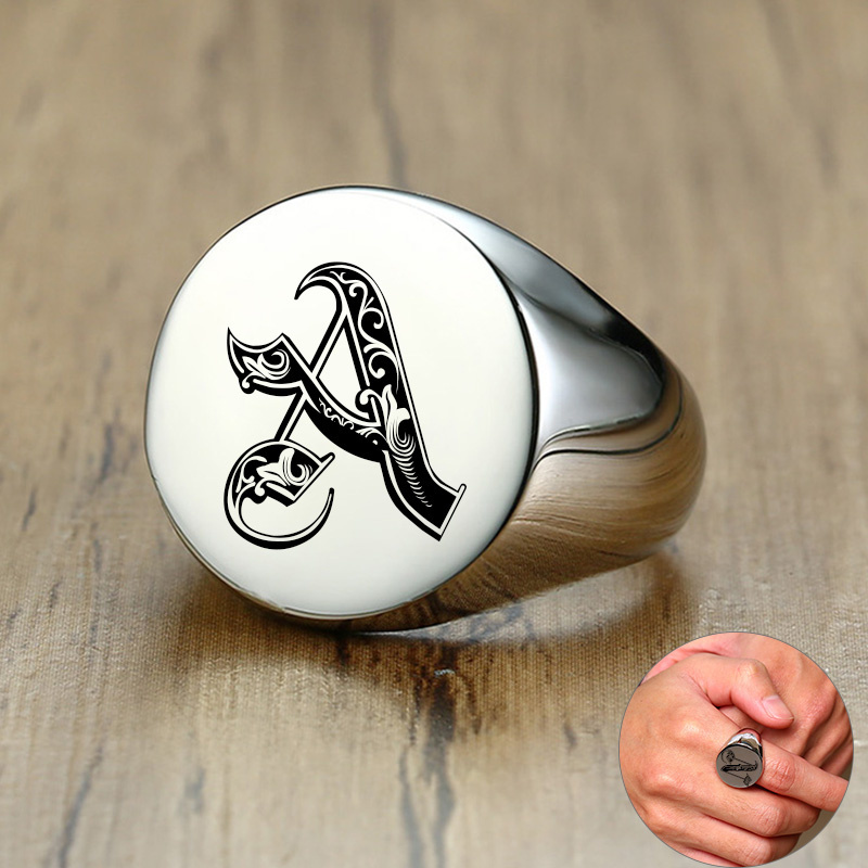 Vnox-男性用の小さなスタンプ付きのスタイリッシュなスタン - Mens Signet Ring のレビューと価格