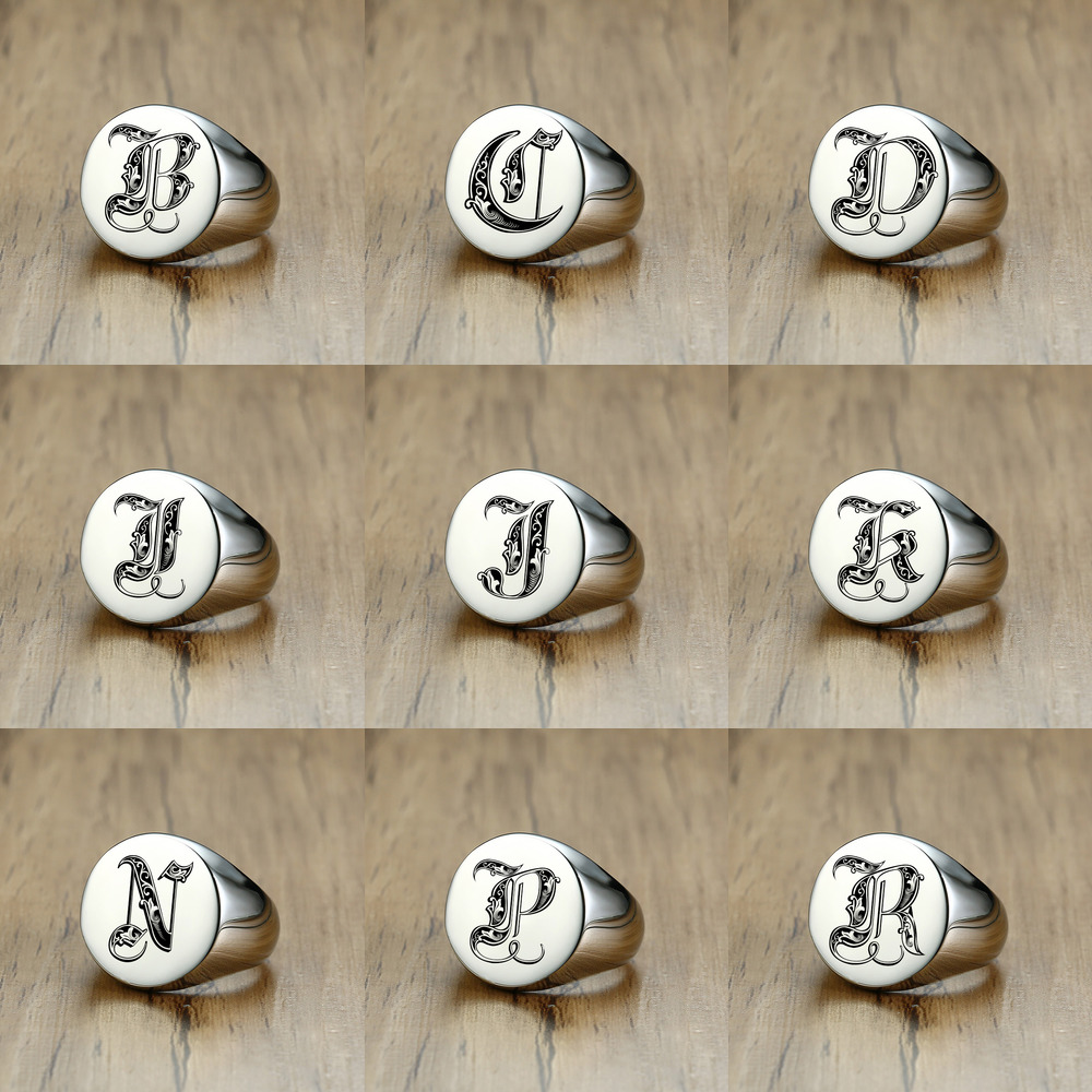 Vnox-男性用の小さなスタンプ付きのスタイリッシュなスタン - Mens Signet Ring のレビューと価格